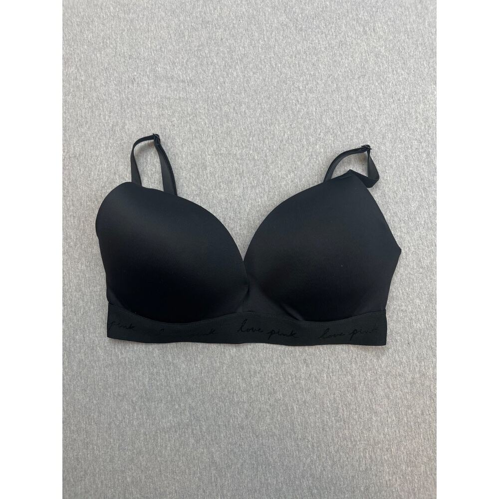 Victorias Secret PINK Bra Womens 34DD Black Wear Everywhere Wireless Push Up